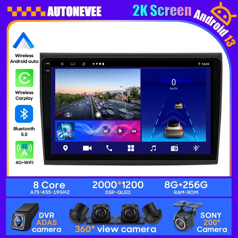 

Android 13 For Fiat Bravo 198 2 II 2007 - 2012 Car 2K Head Unit Multimedia GPS Player Radio No 2din 4G Wireless Carplay Auto BT