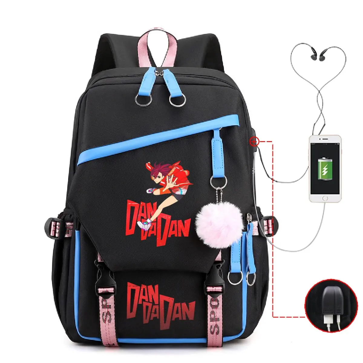 Nueva mochila con carga USB de Dandadan para estudiantes, mochila escolar de Anime de alta calidad, bolso de hombro informal de moda de cómic para adolescentes Dandadan