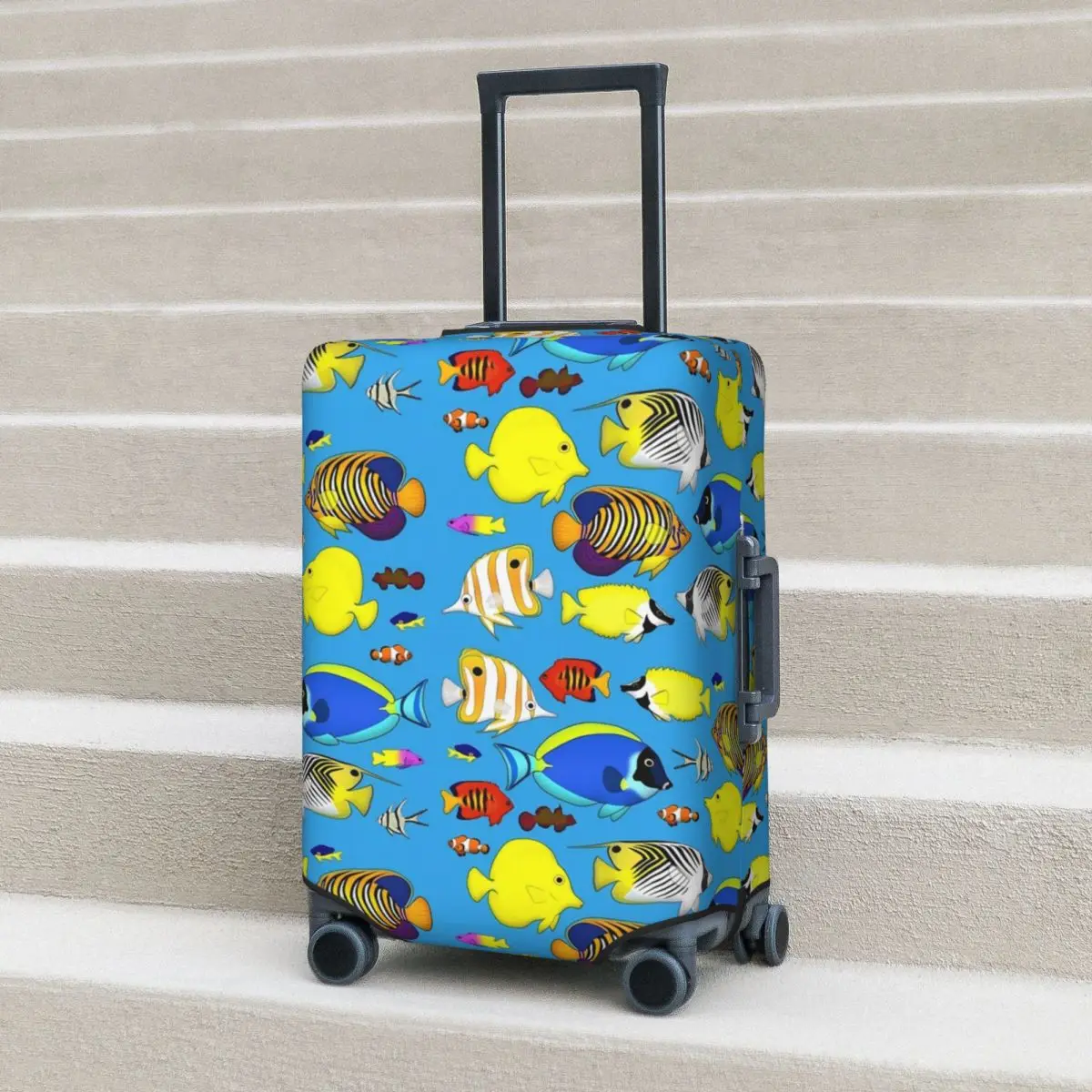 

Cute Sea Fish Suitcase Cover Colorful Animal Cruise Trip Vacation Useful Luggage Supplies Protection