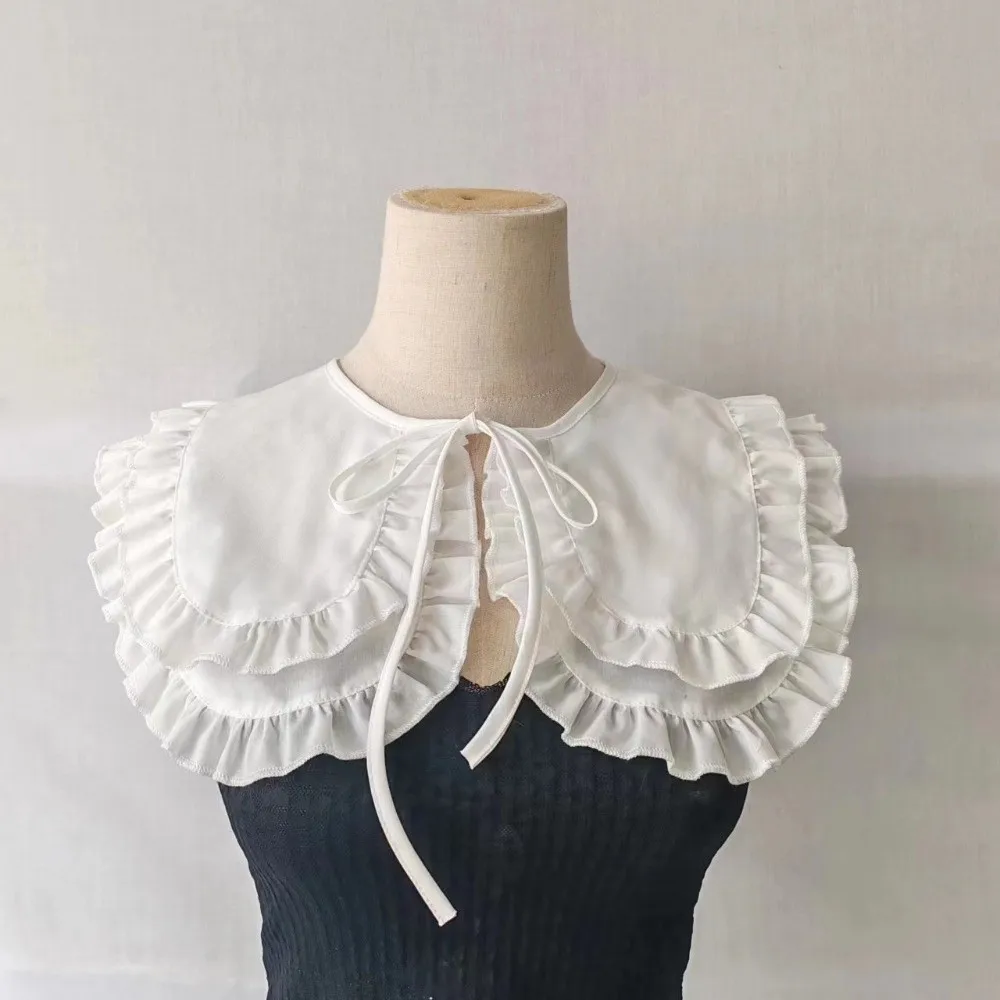 

Large Lapel Women False Collar Lace Up Half Shirt Style Detachable Collar Collar Decoration Solid Color Collar Neckwear Shirts