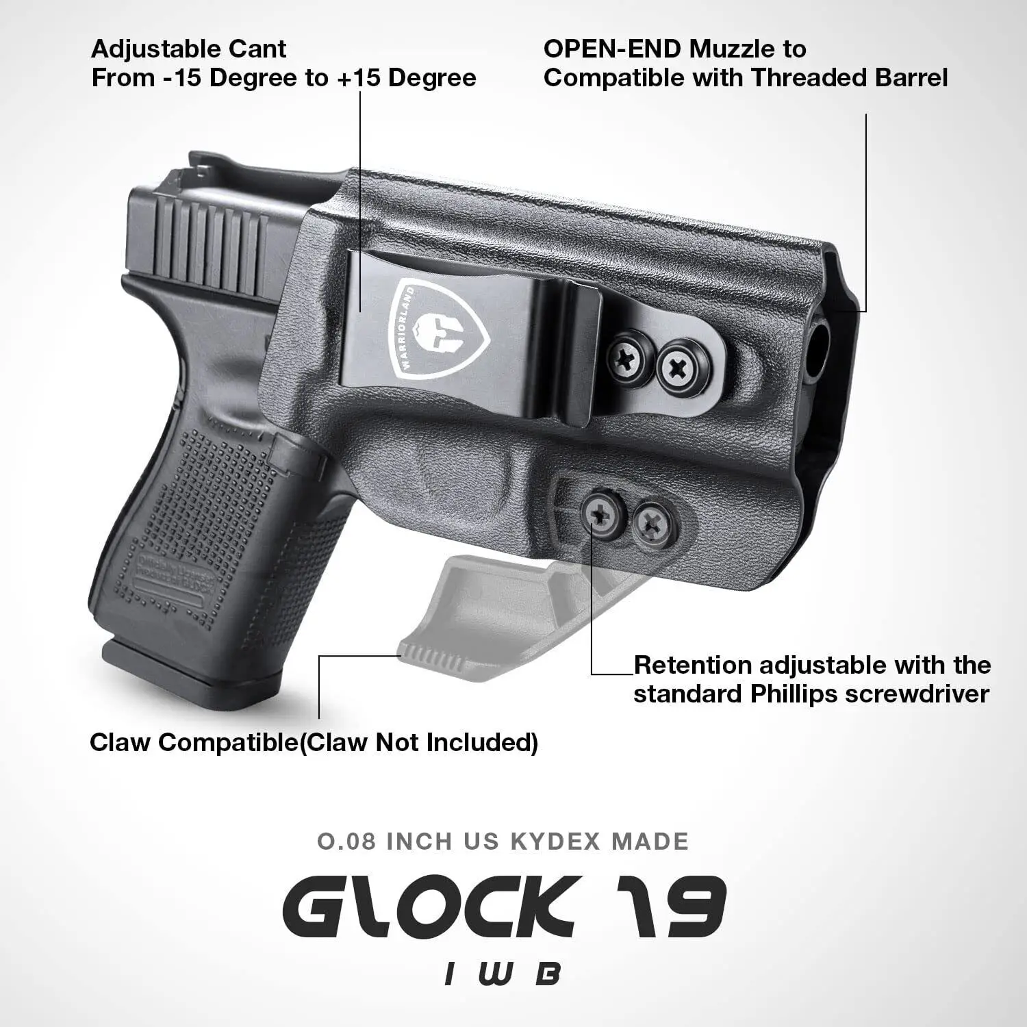 

Кобура WARRIORLAND IWB Kydex подходит для Glock 17/19/19X/26/44/45Gen(1-5)&23/32 Gen 3-4