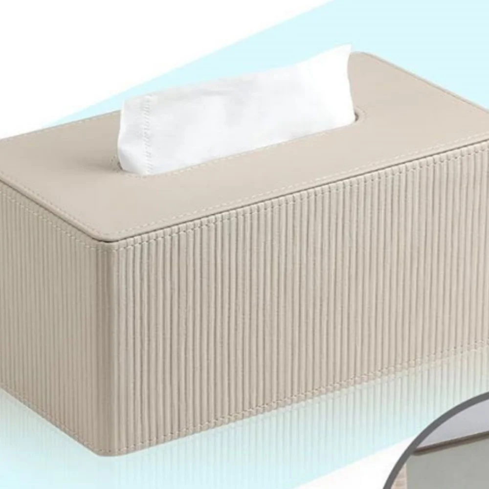 

Кожаный квадратный держатель для салфеток, коробка для салфеток для домашнего офиса, небольшой чехол для хранения, элегантный полосатый декор, прочный чехол, полезная коробка для салфеток