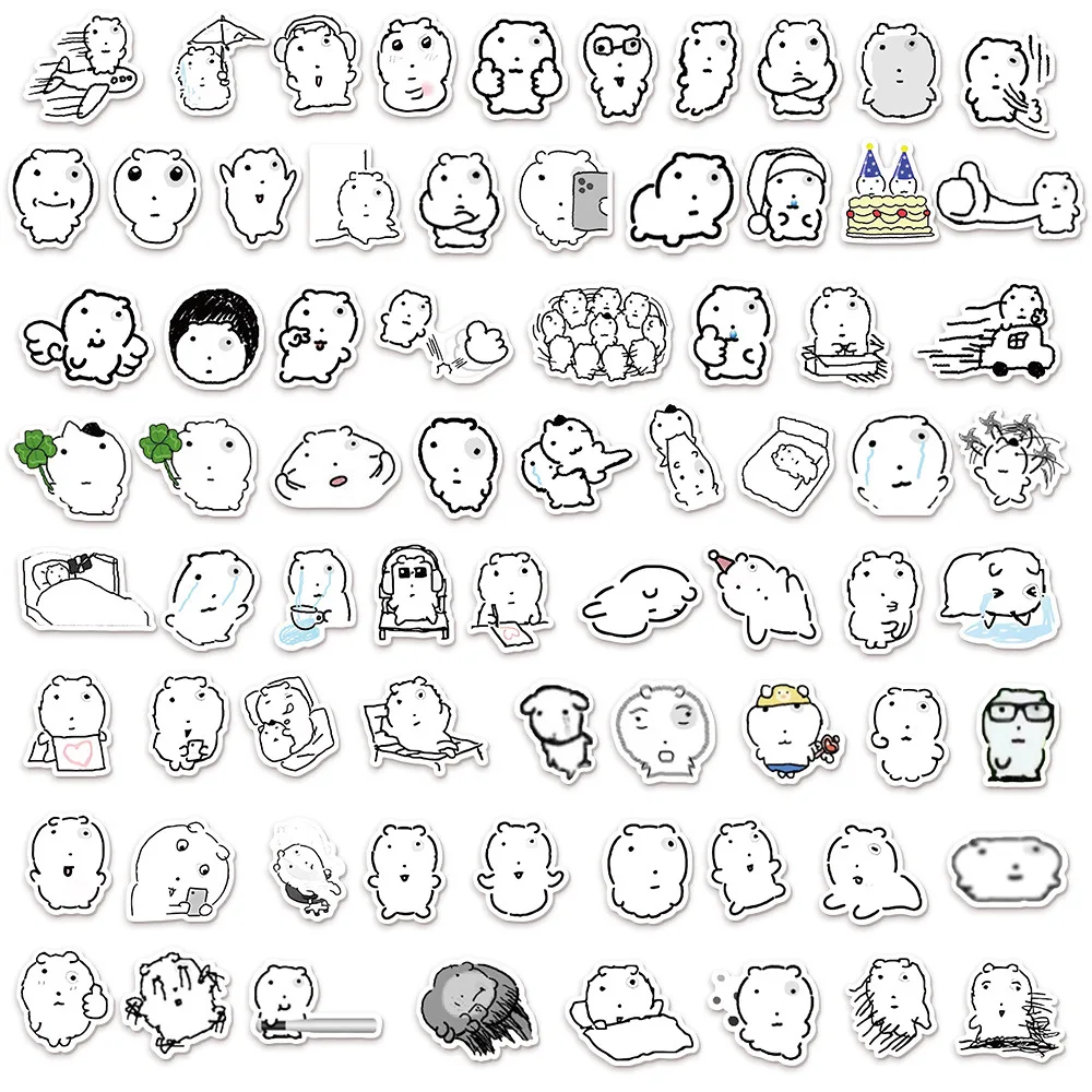 72Pcs Abstract Eye Bubble Cat Graffiti Stickers Scrapbooking Collage Material Helmet Phone Water Cup Wall Notepad Decoration image 6