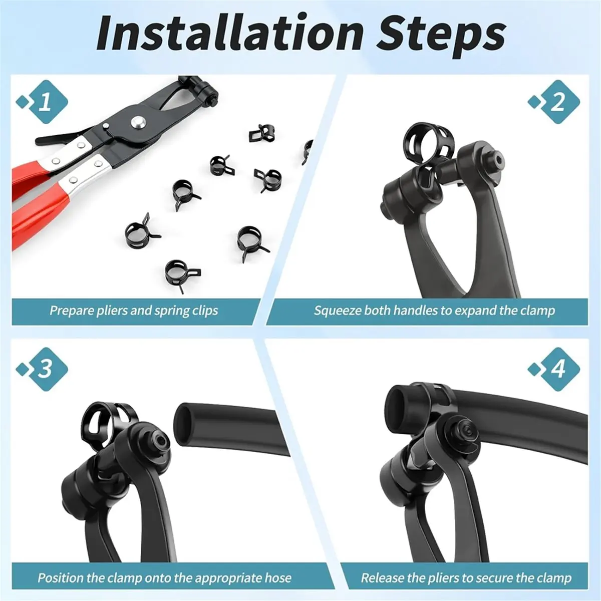 105 Pcs Spring Band Hose Clamps Assortment Kit, 7 Sizes Line Hose Clamps, Low Pressure Air Clip Clamp