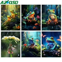 AZQSD Diamond Painting Frog Animal Cross Stitch Full Square Round Drill Embroidery Sale Forest Home Decor Rhinestones  30x40cm