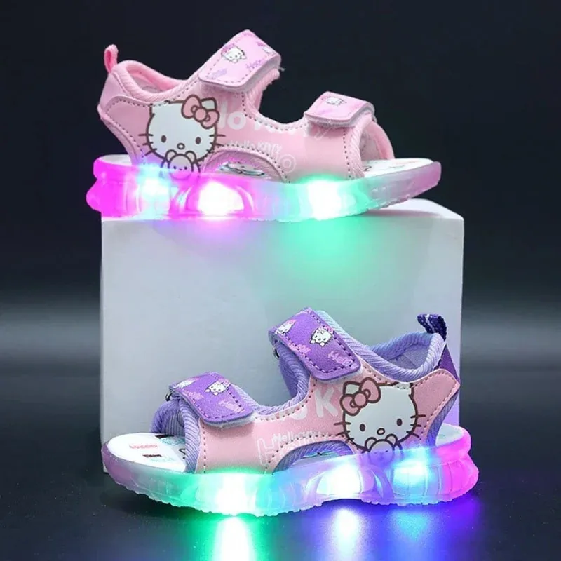 Estate bambina moda cartone animato Hello Kitty sandali sportivi leggeri a led scarpe casual da esterno antiscivolo per bambini scarpe da studente