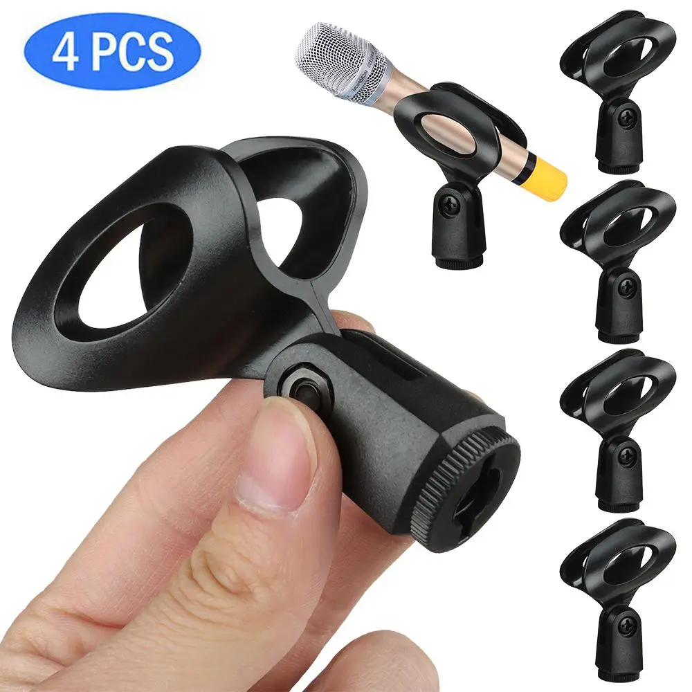 4 Pack New Wireless Black Microphone Mount Holder Mic Stand Mic Clip Universal