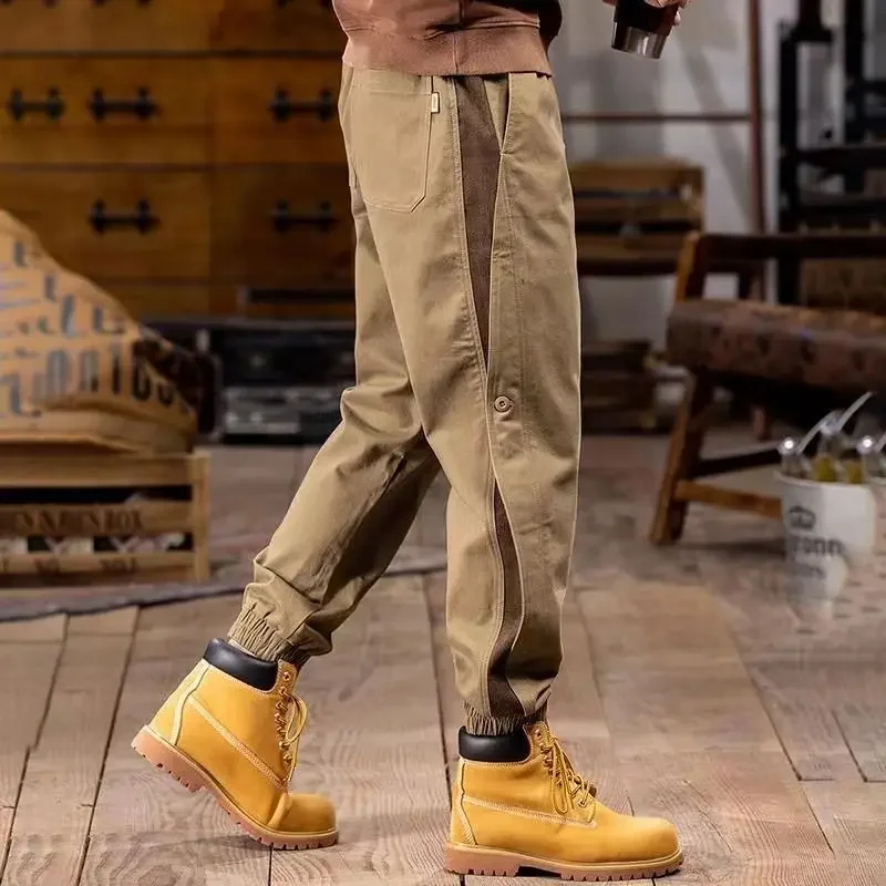 

Low Price Loose Mountain Male Trousers Khaki Minimalist Fashion Cotton High Quality Long Regular Fit Aesthetic Men's Cargo Pants