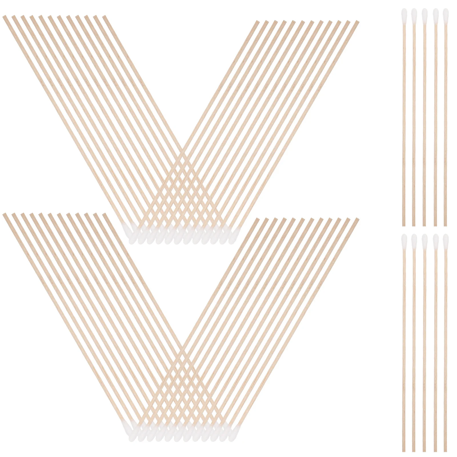 100 قطعة مسحات القطن مقبض خشبي طويل لينة القطن تلميح ماكياج طبي أداة تنظيف الأذن العناية بالجروح براعم صحية مسحات #2