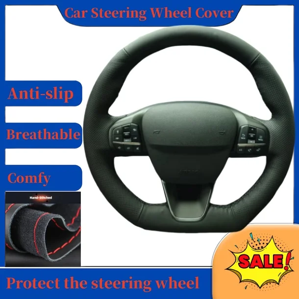 

Non-slip And Wear-resistant Hand-sewn Genuine Leather Steering Wheel Cover For Ford Focus 4 2019 2020 Fiesta 2017-2019 Tourneo