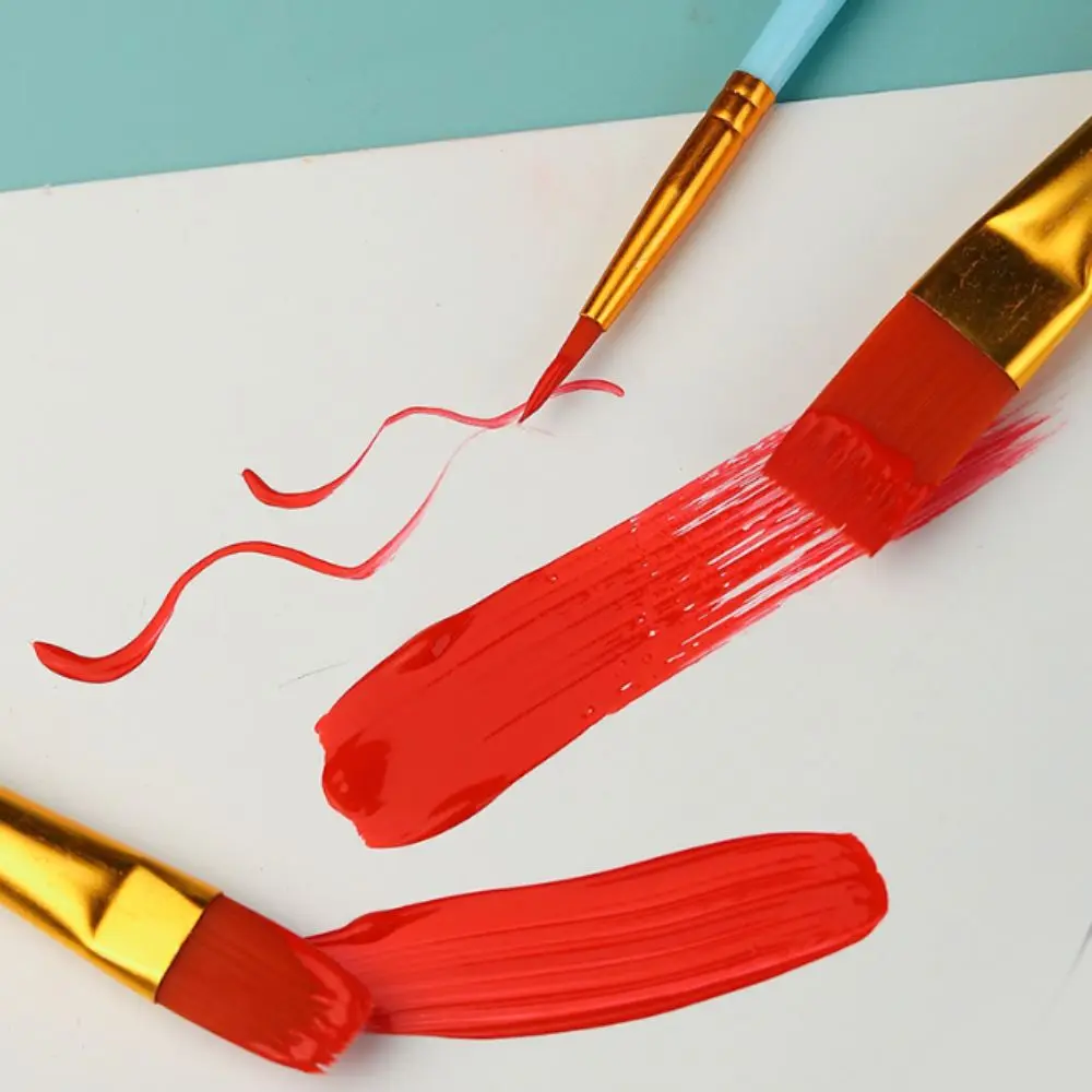 10Pcs Artist Paint Brush Set Lightweight Handle Comfortable Grip Paint Brush Set Hold Paint Well Different Brush Shapes