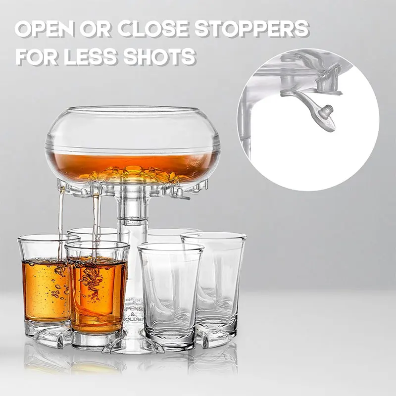 6 Shot Glass Dispenser and Holder Multiple Shot Pourer with Stopper for Cocktail Wine Party Drink Dispenser for Filling Liquids