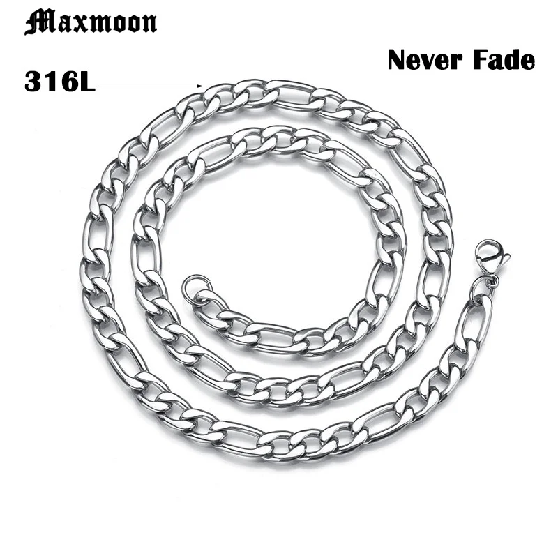 MAXMOON 2020 Fashion Classic Figaro Chain Necklace Men Stainless Steel Long Necklace For Men Women Chain Jewelry