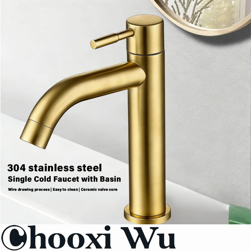 Stainless steel faucet, household washbasin faucet, sink, bathroom washbasin, basin, single cold water