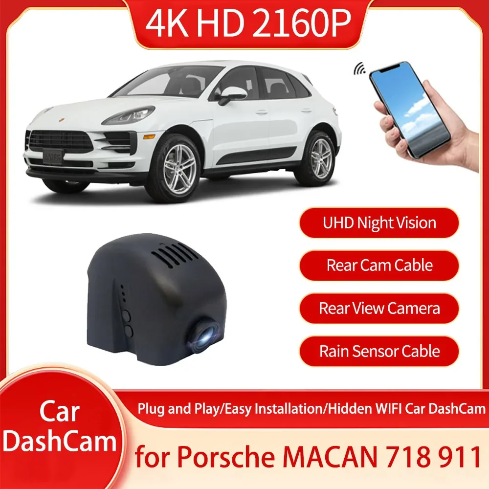 For Porsche MACAN 718 911 2015 2016 2017 2018 2019 2020 4K Plug And Play DVR Camera Dash Cam Hidden WIFI Car DashCam Accessories