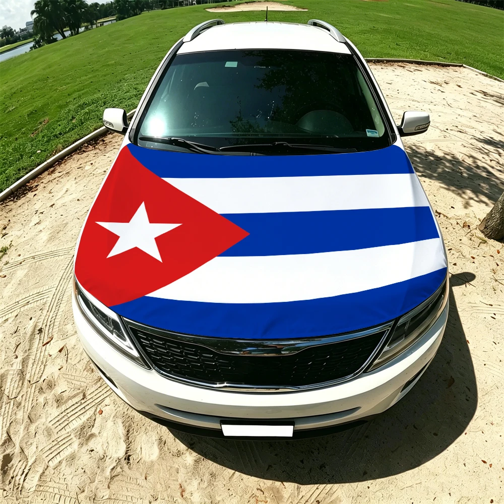 130x160cm Costa Rica Car Hood Cover Flag, Elastic Windproof Patriotic Bonnet Banner Cheer for the competition