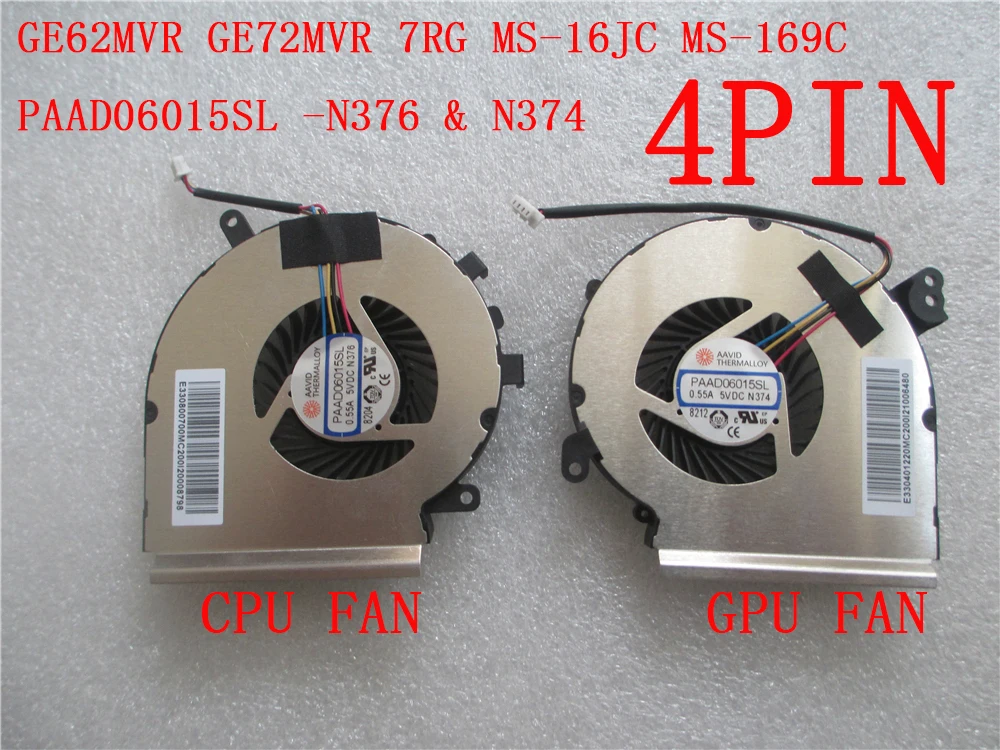 

CPU GPU Cooling Fan For MSI PAAD06015SL PABD08008SH GE40 GE62 GF63 GE66 GE70 GE72 GF75 GE76 PE70 GF76 GE62MVR GT62 GS70