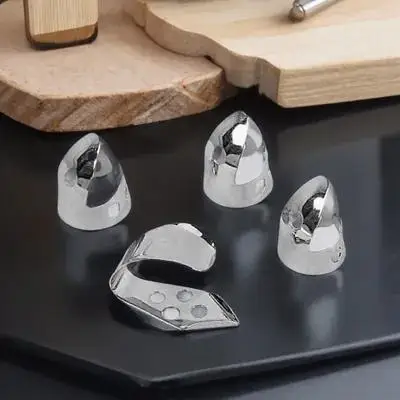 Bild 7: 4 Stücke Metall Gitarre Finger Picks Modische Auffällige Langlebige Langlebige Instrument Zubehör Banjo Picks