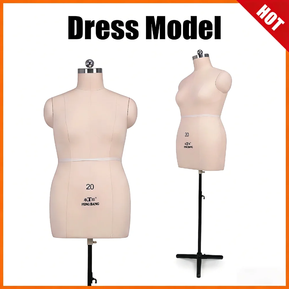 

Half Size Female Dress Form Mannequin Height Adjustable Torso High-Density PU Foam Metal Stand for Sewing Training Shop Window D