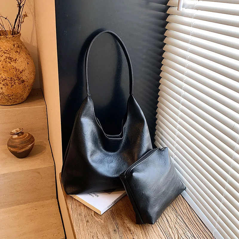 Retro Simple Large Women Tote Shoulder Bag 2026 New Lightweight Daily Handbag Multi Pocket For Shopping Work Travel Outdoor