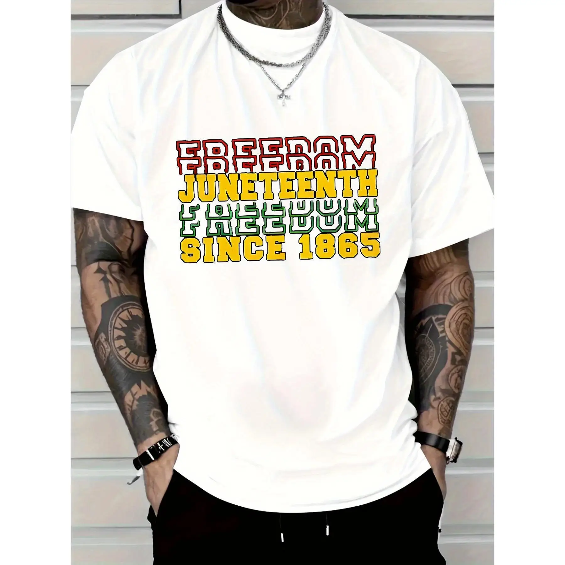 

Men'S Cotton Casual T-Shirt, Juneteenth Freedom Since 1865