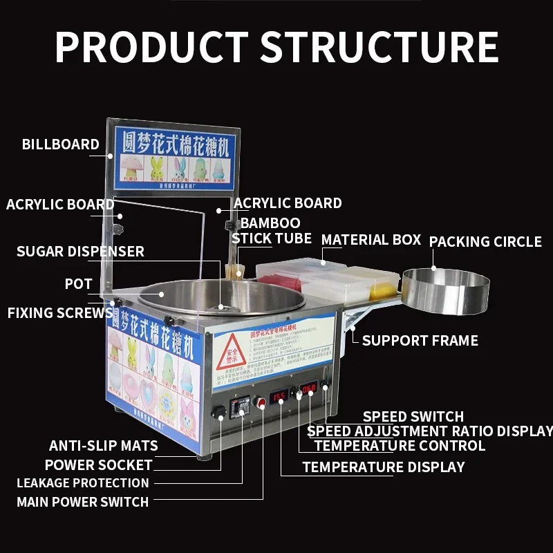 110V 220V Automatic Commercial Electric Cotton Candy Machine 8000R/min Fancy Cotton Candy Maker Sugar Floss Machine