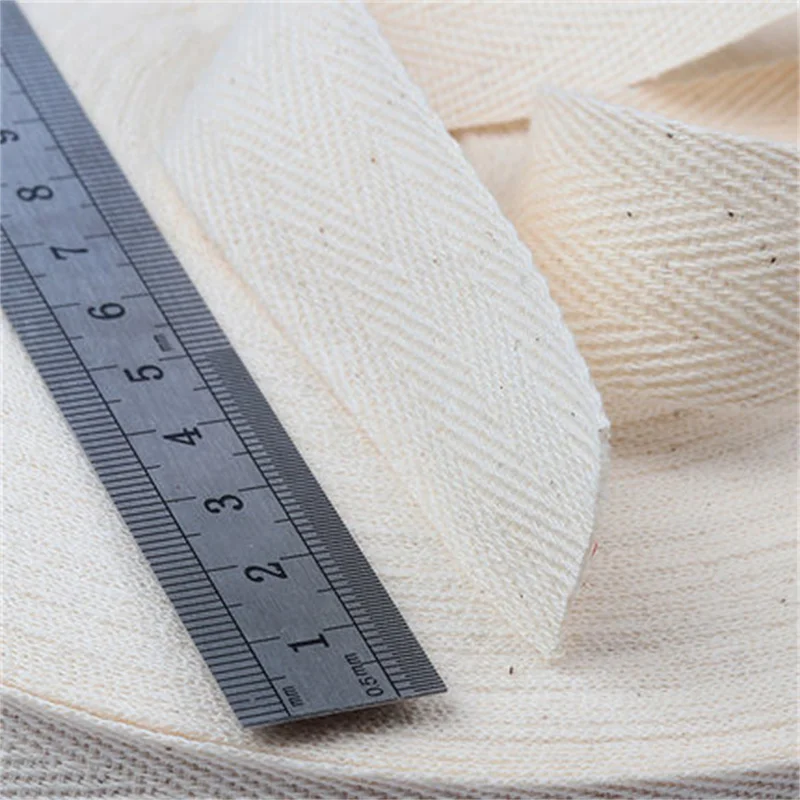 Beige Cotton Webbing Herringbone Twill Tape 10mm/15mm/20mm/25mm/30mm/40mm/50mm/60mm Ribbon for Bag Clothes Home Textile 50y