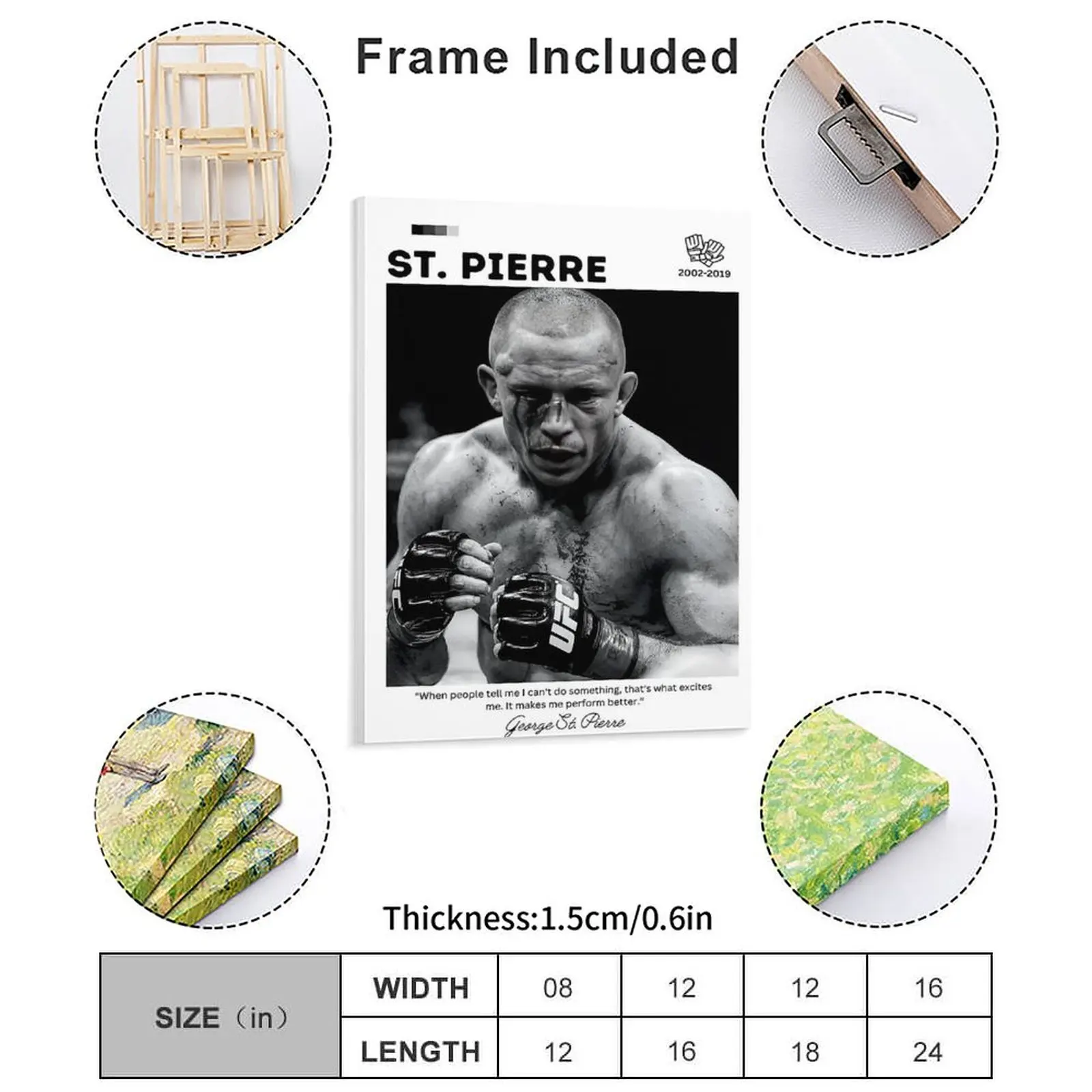 Georges St Pierre Legacy Fighter Canvas Painting Character Club Kitchen Bar Wall Decor Framed Wall Painting