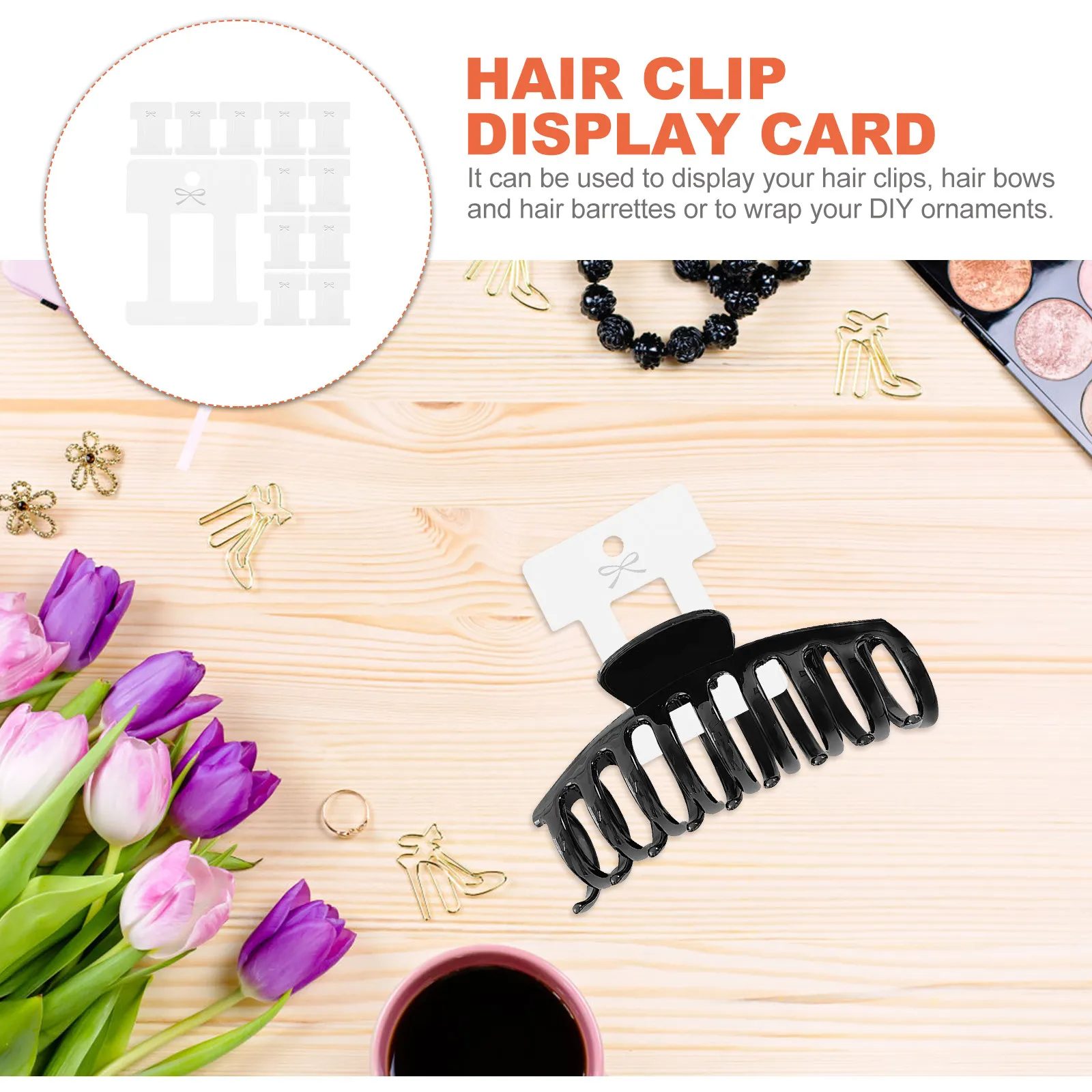 

100Pcs Barrettes Display Cards Smooth Ivory Board Lightweight Portable for Hair Clips Bows Pins Storage Hair Clip Display Cards