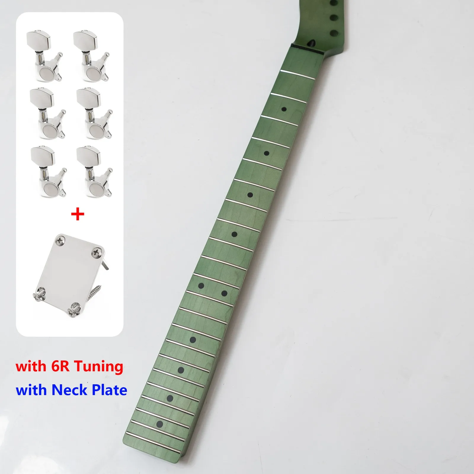 Left Handed Reverse Green Matte Maple Guitar Neck  Stainless Steel Frets 9.5 Radius Bone Nut