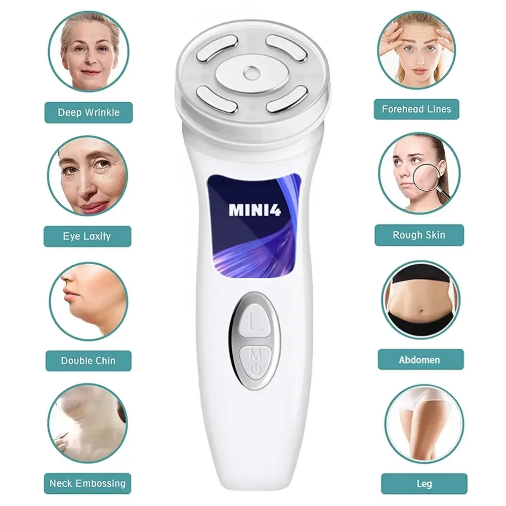 Mini 4.0 Ultrasound Facial Machine Radiofrecuencia Ems Microcurrent Face Lift Massager Firm Skin Care Beauty Device Rechargeable