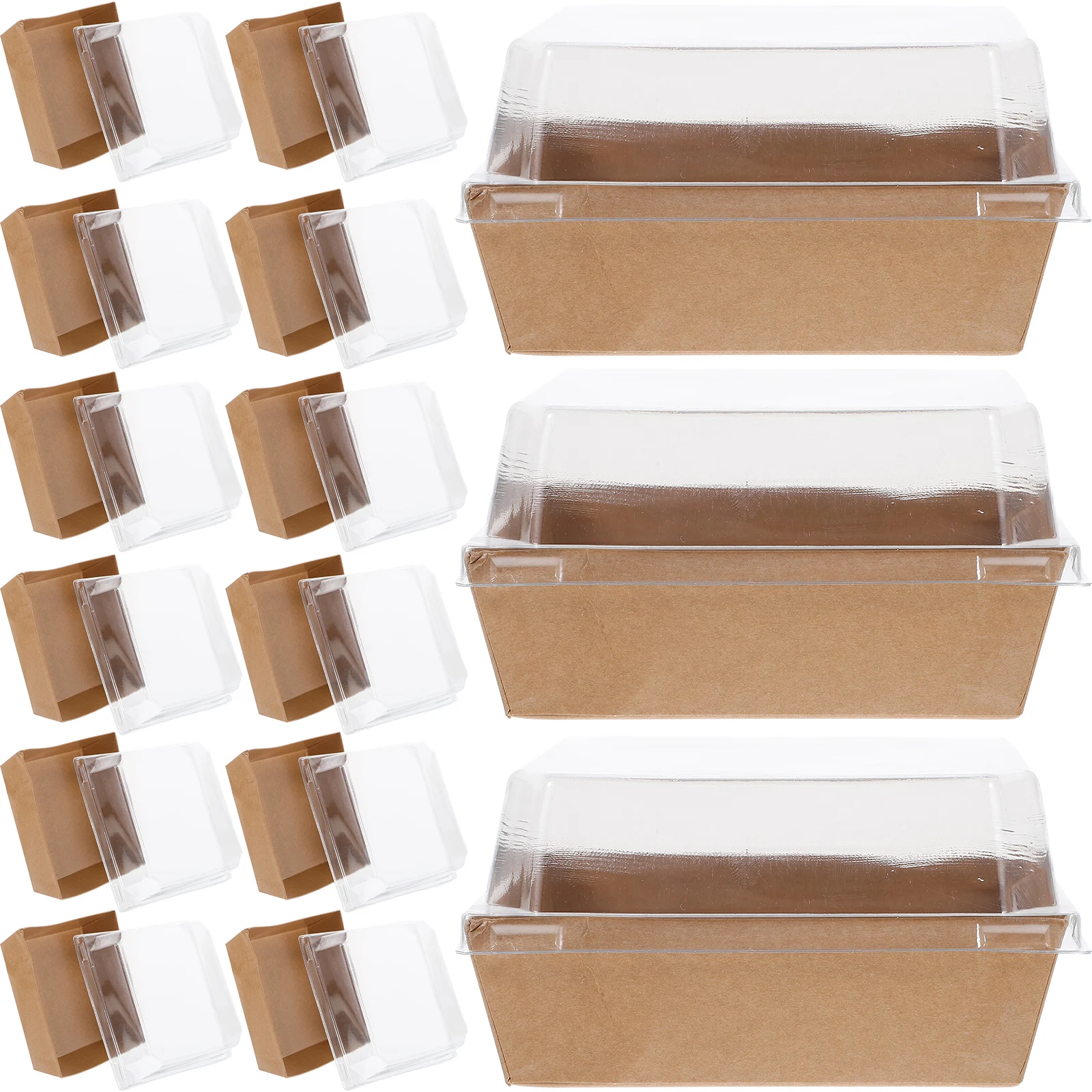 

50pcs Cake Boxes Sandwich Containers Fruit Salads Sturdy Paper Minimalist Design Portable Packaging Mousse Boxes Bakery Box