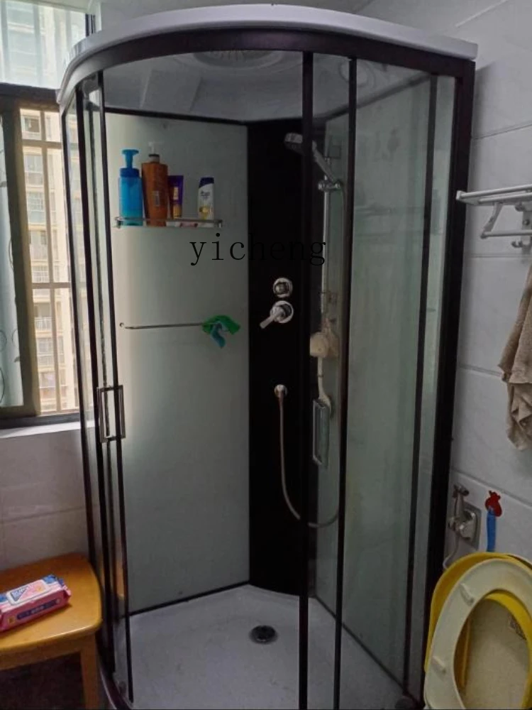 

Home Integrated Bathroom Fully Enclosed Simple Glass Shower Room Arc Fan-Shaped Shower Enclosure