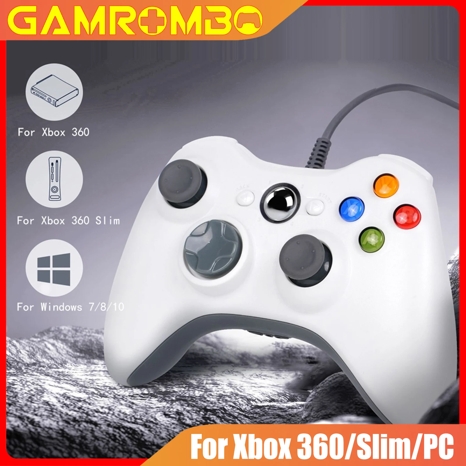 

GAMROMBO Controller for Xbox 360/Slim/Windows7/8/10 Wired Game Joystick Wireless Gamepad Gaming Controle Rocker W/Dual Vibration
