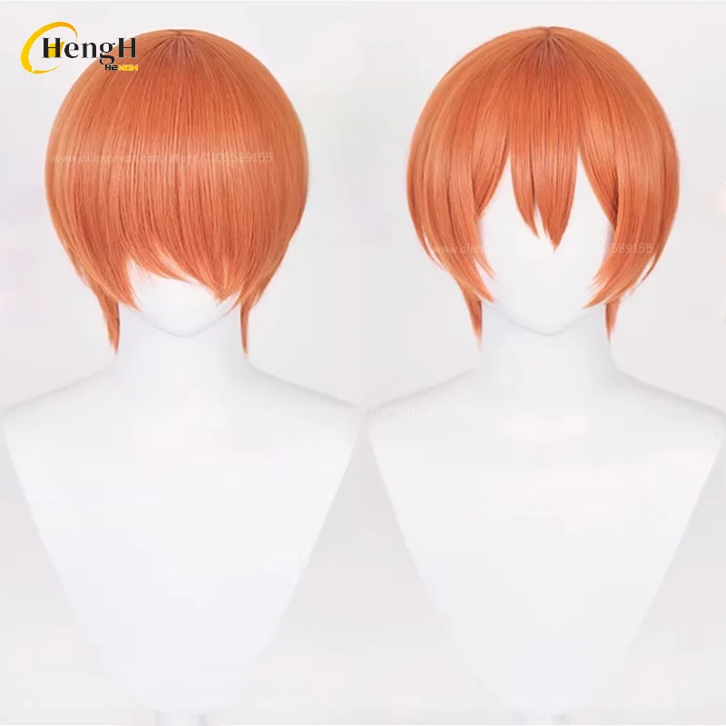En Stock Rin Hoshizora synthétique Anime 30 cm unisexe Orange rouge Cosplay perruque résistant à la chaleur cheveux Halloween fête perruques + bonnet de perruque gratuit