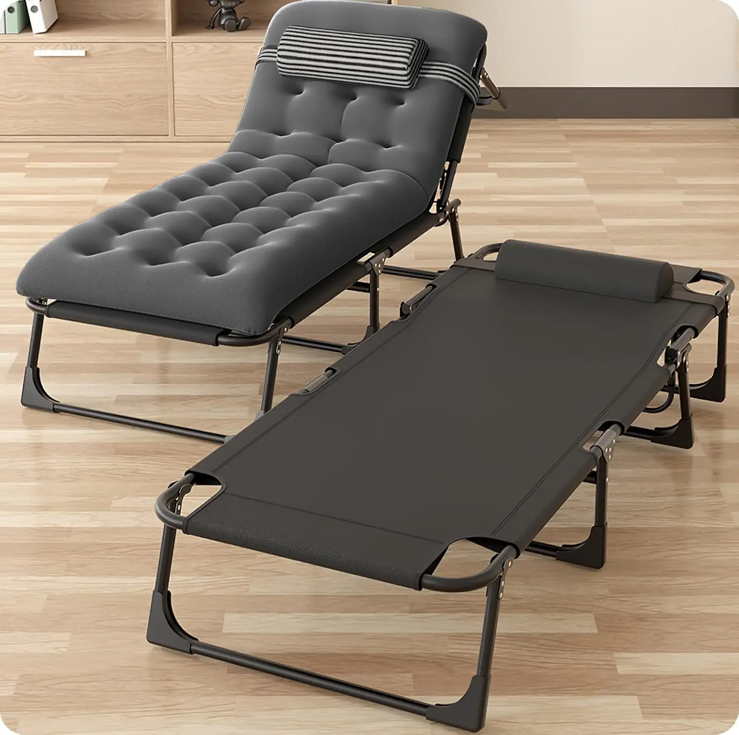 Camping Cot for Adults, Heavy Duty 3-in-1 Bed for Guest Sleeping, Adjustable Double-Layer 1200D with Mattress & Carrying Bag for image 5