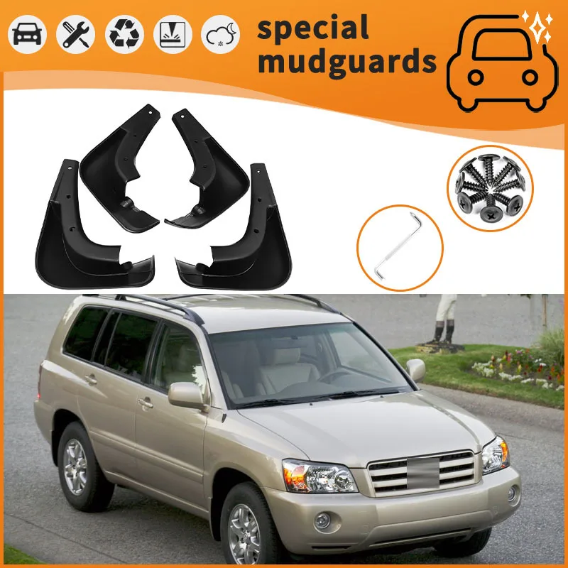 

For 03-23 Toyota Highlander models Mudguards Fender Mudflaps Front Rear Flares Splash Guards Cover Car Accessorie