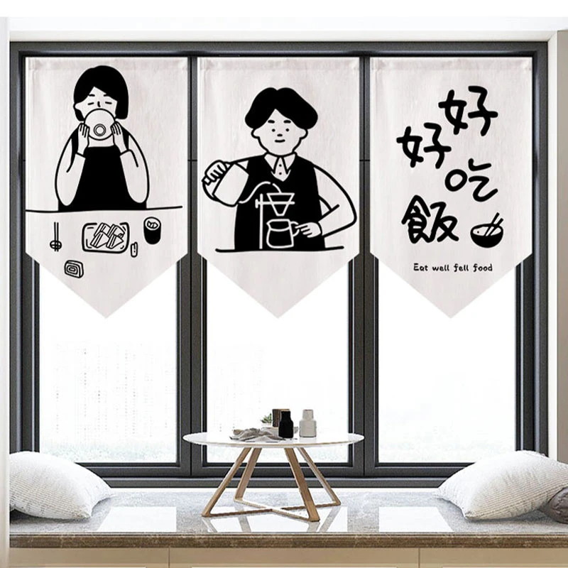 VIKAMA Food & Cat Line Art Triangle Banner, 6 Assorted Designs, Wall Hanging Art for Bedroom Living Room