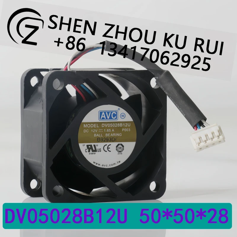 

Вентилятор охлаждения AVC Four-wire 12V 1.65A 5028 с двойным шарикоподшипником, высокой производительностью и мощным потоком воздуха для серверов, модель DV05028B12U
