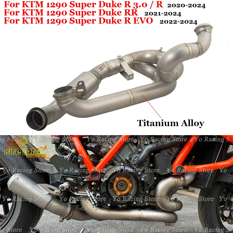 

Motorcycle Exhaust Escape System Muffler Titanium Alloy Middle Link Pipe For KTM 1290 Super Duke R 3.0 RR EVO 2020 - 2023 2024