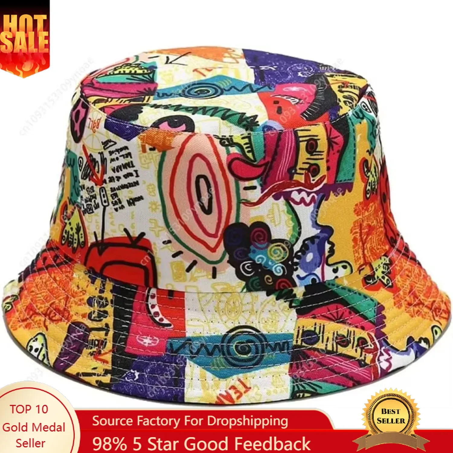 

Cartoon graffiti Bucket Hat Men Women Sun Hats Fisherman Outdoor Summer Travel Hiking Beach Caps Cartoon Pattern Unisex