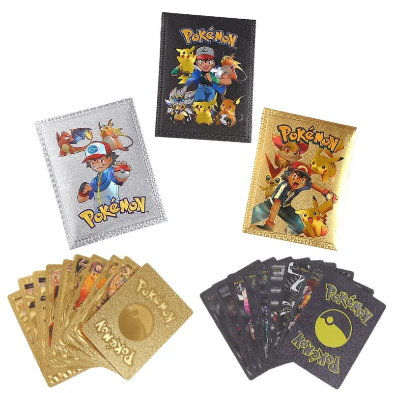 Original Pokemon Cards Pikachu Random 10 Gold Foil Party Games Anime Peripherals English Table Game Card Collection Kids Toys