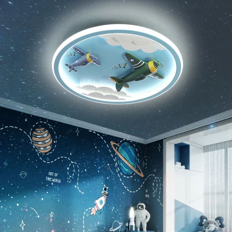 led quarto das criancas luzes de teto cartoon aviao luz simples moderno quarto do bebe menino menina quarto lampadas de teto unicornio lampada 01