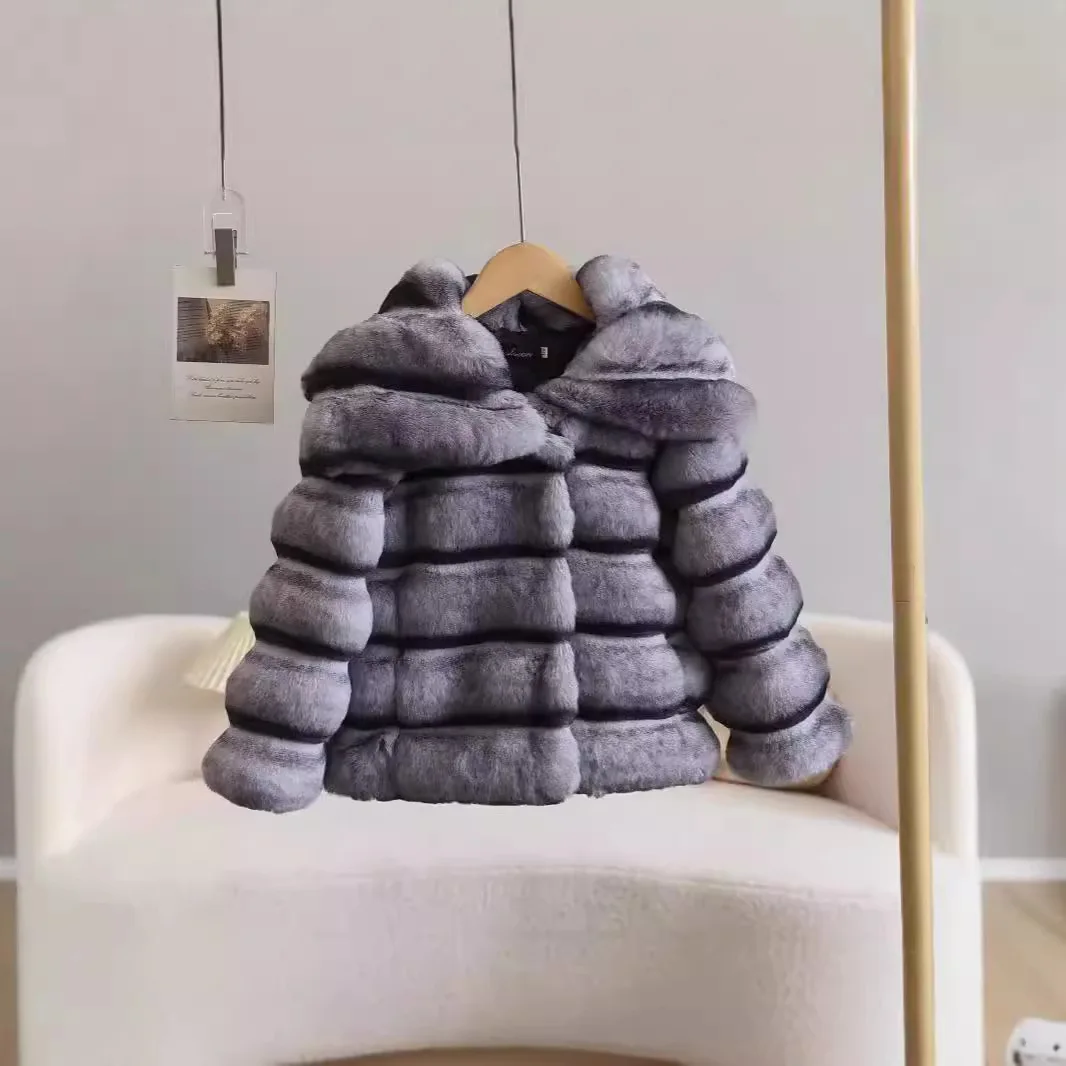 Winter Children's Fur Jacket with Gradient Color and Baby Skin Texture for Sophisticated Look