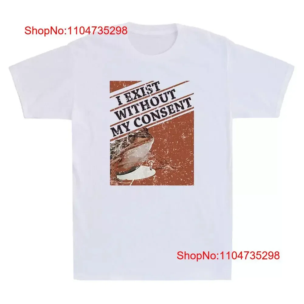 Existe sin mi consentimiento divertido Meme de rana novedad camiseta para hombre vintage lavado ropa de calle estirada ligeramente suave y cómoda