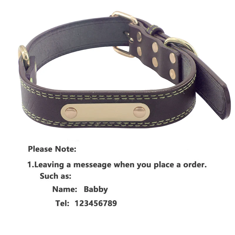 Personalized Pet Dog Collar Adjustable Leather Dogs Id Collars for Small Medium Large Dogs Engrved Puppy Collar Dog Accessories