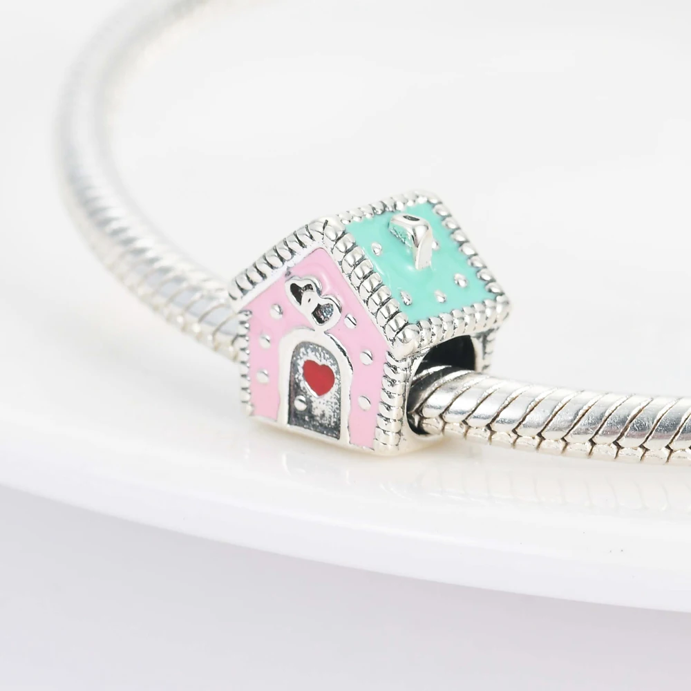 جديد 925 فضة البيت محظوظ القط سحر of ley 925 سلسلة مطرز صالح الأصلي قلادة سوار DIY بها بنفسك السيدات مجوهرات #4