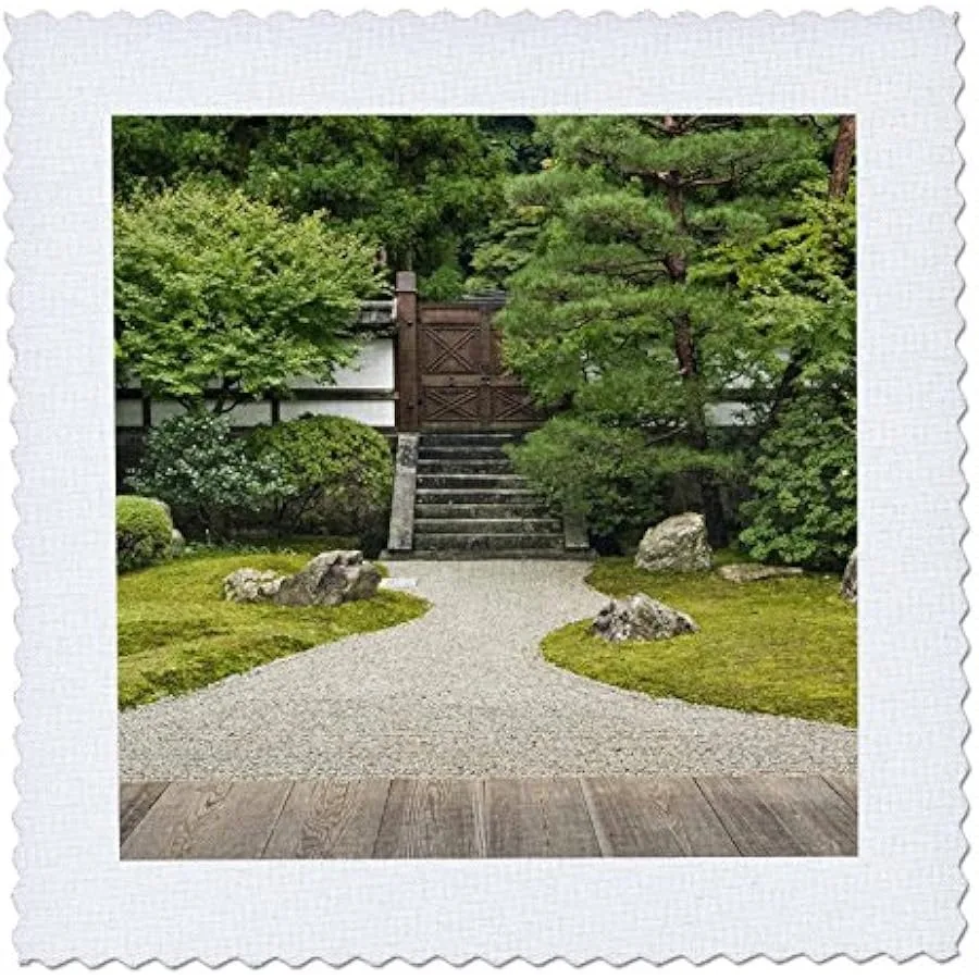 

3dRose qs_72740_5 Sennyuji Temple Garden Kyoto Japan-AS15 RTI0661-Rob Tilley-Quilt Square 14 на 14 дюймов