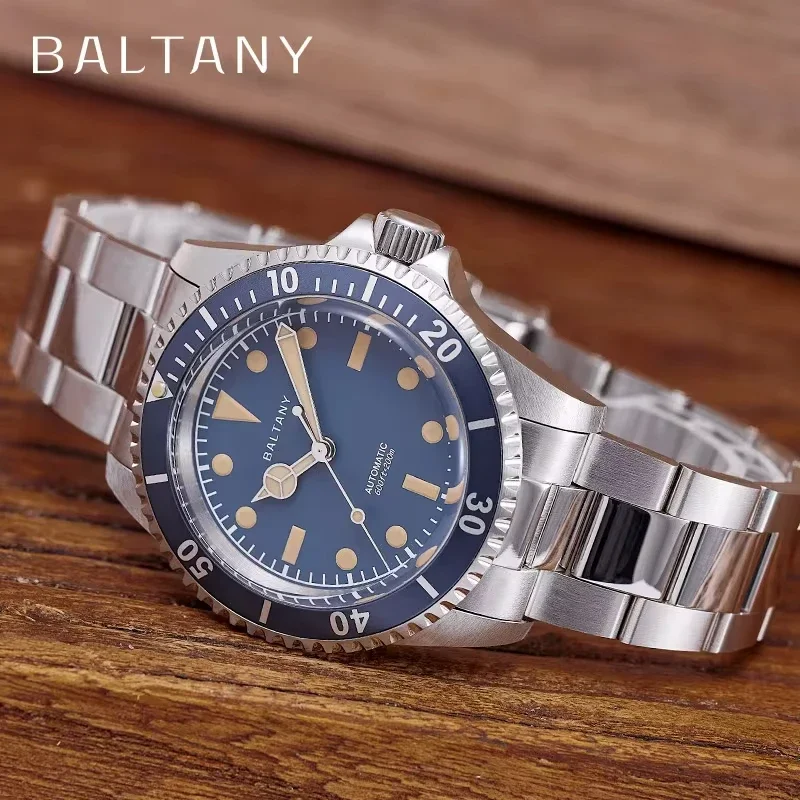 Baltany Retro Dive Watch S3043 39mm Classic Man Water Ghost Luminous Sapphire Stainless Steel Bracelet Automatic Watches