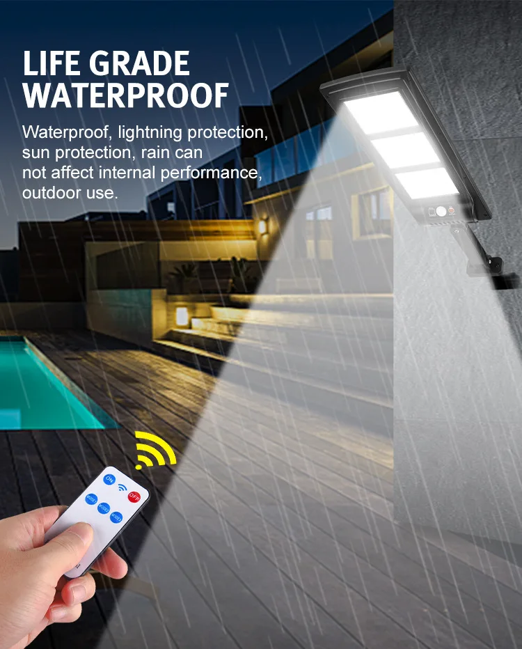 LED ضوء الشارع بالطاقة الشمسية في الهواء الطلق التحكم في الضوء مقاوم للماء + جسم الإنسان التعريفي التحكم عن بعد مصباح حديقة المرآب الجدار الخفيفة #3